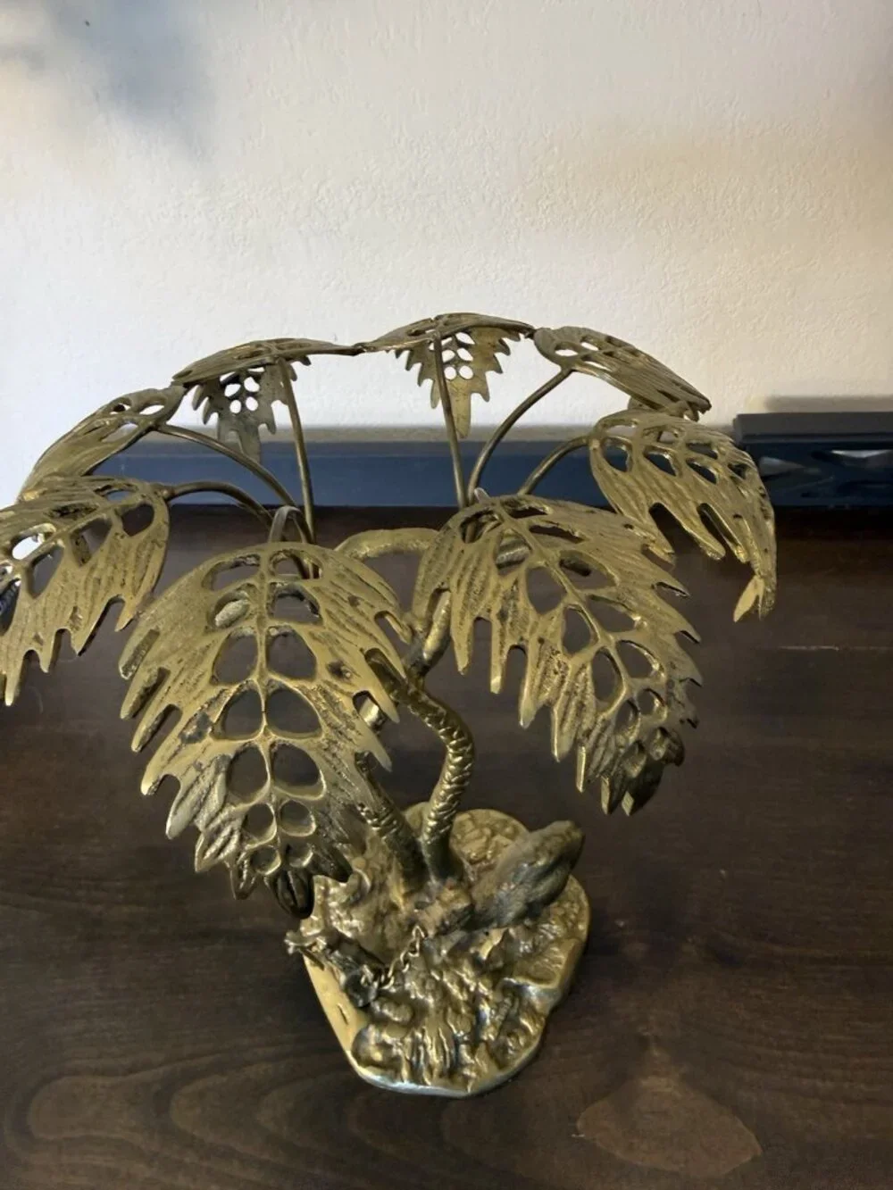 Vintage Bronze/Brass Sculpture Man with a Camel under a Palm Tree